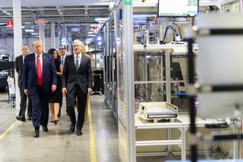 President Donald J. Trump tours the Apple Manufacturing Plant with Apple CEO Tim Cook